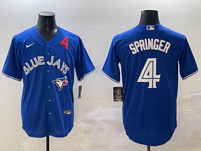Men Toronto Blue Jays #4 Springer Blue Game 2025 Nike MLB Jersey style 2